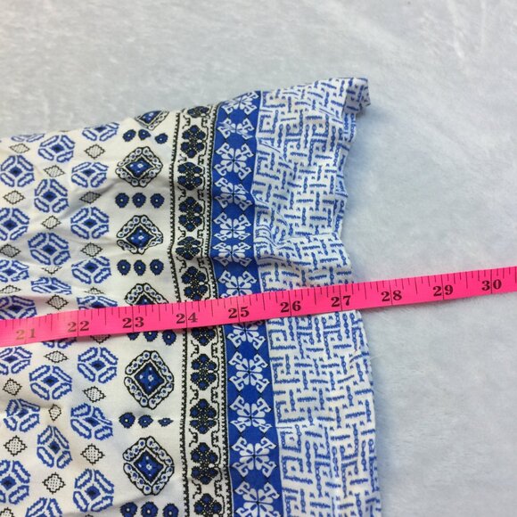 Like new! Caffe Marrakesh Blouse Top 3X Blue Sequins Square Neck Peasant Rayon - Picture 10 of 16